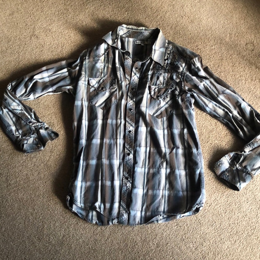 MANCHESTER ESC MENS LARGE VINTAGE BLUE LONG SLEEVE BUTTON UP DRESS SHIRT!!!